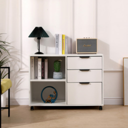 MMT Furniture Designs 3 Drawer 2 Shelf White Under Desk Storage Cabinet - Size: 65 x 35 x 40cm - Wilko - thumbnail 7