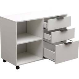 MMT Furniture Designs 3 Drawer 2 Shelf White Under Desk Storage Cabinet - Size: 65 x 35 x 40cm - Wilko - thumbnail 4