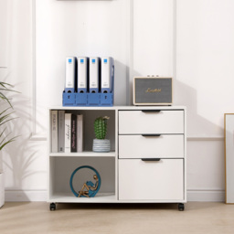 MMT Furniture Designs 3 Drawer 2 Shelf White Under Desk Storage Cabinet - Size: 65 x 35 x 40cm - Wilko - thumbnail 6