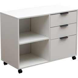 MMT Furniture Designs 3 Drawer 2 Shelf White Under Desk Storage Cabinet - Size: 65 x 35 x 40cm - Wilko - thumbnail 3
