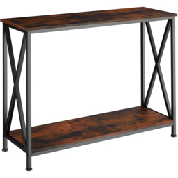 tectake Tacoma Single Shelf Dark Rustic Wooden Console Table - Size: 80.5 x 35 x 100cm - Brown - Wilko - thumbnail 3