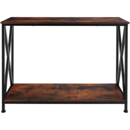 tectake Tacoma Single Shelf Dark Rustic Wooden Console Table - Size: 80.5 x 35 x 100cm - Brown - Wilko - thumbnail 4