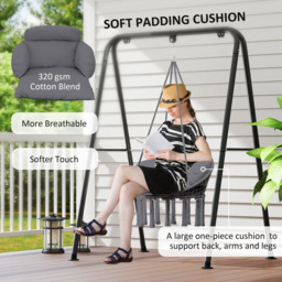 Outsunny Boho Dark Grey Hammock Chair - Size: 40 x 60 x 80cm - Wilko - thumbnail 6