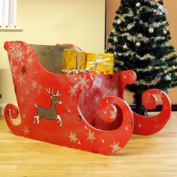MonsterShop MDF Santa Sleigh Christmas Decoration - Size: 75 x 120 x 60cm - Brown - Wilko