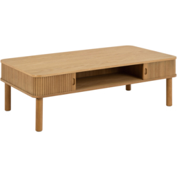 Florence Langley 3 Shelf Oak Coffee Table with Sliding Door - Brown - Furniture To Go - Wilko - thumbnail 3