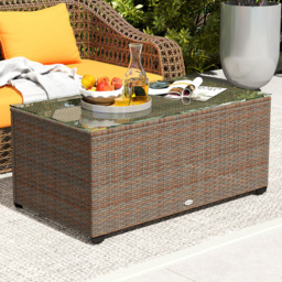 Outsunny Brown Rattan Outdoor Coffee Table - Size: 38 x 50 x 90cm - Wilko