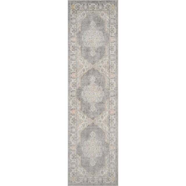 Desire Rugs Maia Grey Orchid Floral Non Slip Rug 60 x 220cm - Wilko - image 1