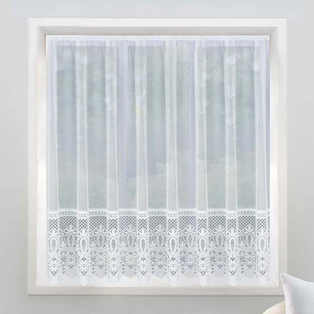 Tyrone Textiles Brazil White Pocket Header Net Curtain 500 x 160cm - Size: 160 x 500 x 1cm - Wilko - image 1