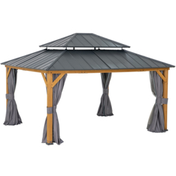 Sunjoy Trivor 3.9 x 4.5m Anthracite Cedar Wood Gazebo - Black - Wilko - thumbnail 3