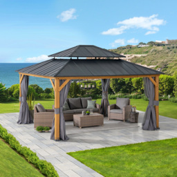 Sunjoy Trivor 3.9 x 4.5m Anthracite Cedar Wood Gazebo - Black - Wilko - thumbnail 4