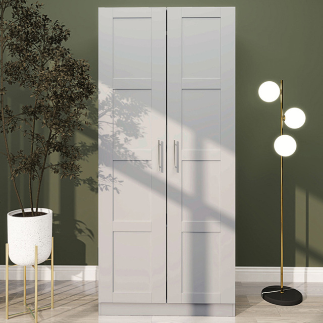 Portland 2 Door Grey Double Wardrobe with Hanging Rail - Wilko - image 1
