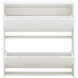GFW 2 Tier White High Gloss Narrow Shoe Cabinet - Size: 17 x 72 x 75cm - Wilko - thumbnail 4