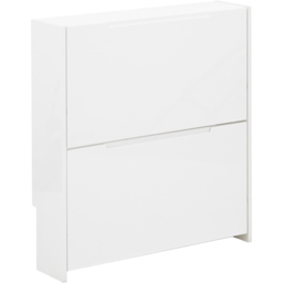 GFW 2 Tier White High Gloss Narrow Shoe Cabinet - Size: 17 x 72 x 75cm - Wilko - thumbnail 5