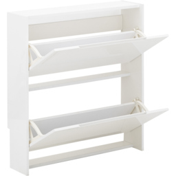 GFW 2 Tier White High Gloss Narrow Shoe Cabinet - Size: 17 x 72 x 75cm - Wilko - thumbnail 6