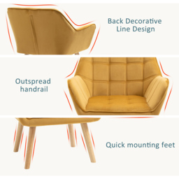 Portland Yellow Velvet Touch Armchair - Size: Single - Wilko - thumbnail 6
