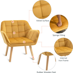 Portland Yellow Velvet Touch Armchair - Size: Single - Wilko - thumbnail 5
