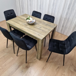 Kosy Koala 6 Seater Velvet Dining Set Rustic Effect and Black - Multi - Portland - Wilko - thumbnail 6