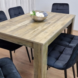 Kosy Koala 6 Seater Velvet Dining Set Rustic Effect and Black - Multi - Portland - Wilko - thumbnail 5