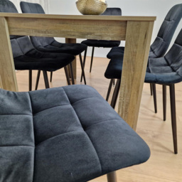 Kosy Koala 6 Seater Velvet Dining Set Rustic Effect and Black - Multi - Portland - Wilko - thumbnail 3