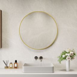 Neo Gold Metal Frame Anti-Rust Wall Mounted Round Mirror 60cm - Size: 60 x 60 x 2cm - Wilko - thumbnail 3