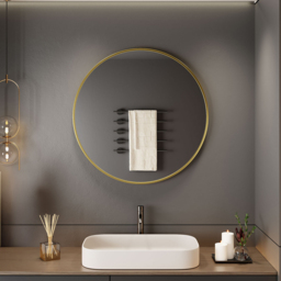 Neo Gold Metal Frame Anti-Rust Wall Mounted Round Mirror 60cm - Size: 60 x 60 x 2cm - Wilko - thumbnail 4