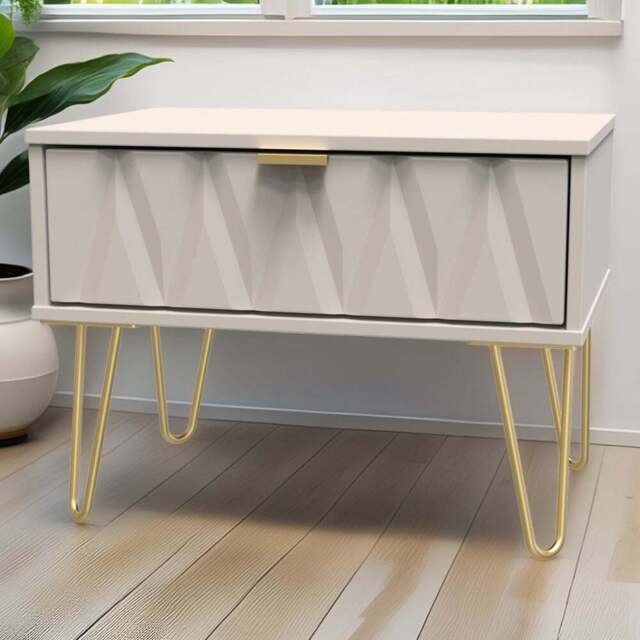 Crowndale Diamond Single Drawer Kashmir Matt Wide Side Table Ready Assembled - Size: 43 x 58 x 40cm - Wilko - image 1