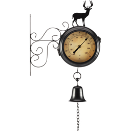 Garden Gear Wall Mounted Metal Stag Garden Clock - Size: 54 x 28 x 9cm - Black - Wilko - thumbnail 4