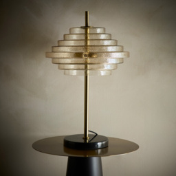 Kliving Aspen Tiered Amber Glass Brass Table Lamp - Size: 55 x 35 x 35cm - Gold - Wilko - thumbnail 3