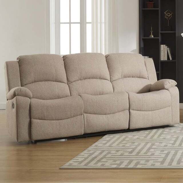 Marldon 3 Seater Beige Manual Recliner Sofa - Cream - Artemis Home - Wilko - image 1