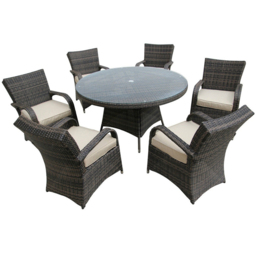 Furniture One 6 Seater Brown Rattan Garden Dining Set - Wilko - thumbnail 3