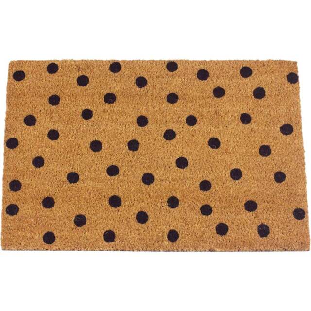Eselle Astley Polka Dot Printed Neutral Coir Door Mat 40 x 60cm - Size: 40 x 60 x 1.5cm - Brown - Wilko - image 1