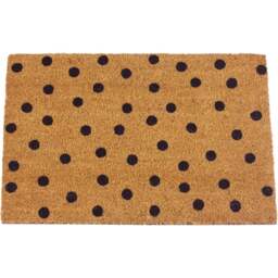 Eselle Astley Polka Dot Printed Neutral Coir Door Mat 40 x 60cm - Size: 40 x 60 x 1.5cm - Brown - Wilko