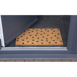 Eselle Astley Polka Dot Printed Neutral Coir Door Mat 40 x 60cm - Size: 40 x 60 x 1.5cm - Brown - Wilko - thumbnail 4