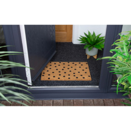 Eselle Astley Polka Dot Printed Neutral Coir Door Mat 40 x 60cm - Size: 40 x 60 x 1.5cm - Brown - Wilko - thumbnail 5