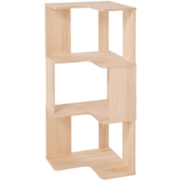 Living and Home 4 Shelf Natural Wooden L-Shaped Corner Bookshelf - Wilko - thumbnail 3