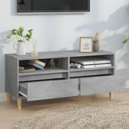 vidaXL 2 Drawer 2 Shelf Concrete Grey TV Cabinet - Size: 44.5 x 100 x 34.5cm - Wilko - thumbnail 1