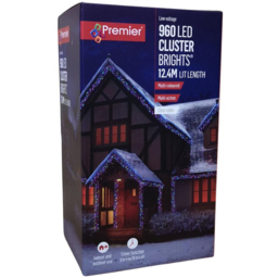 Premier ClusterBrights 960 Multicolour LED Christmas Cluster Light 12.4m - Size: 1200 x 1200 x 4cm - Multi Coloured - Wilko - thumbnail 3
