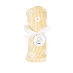 Daisy Stripe Printed Throw Yellow - My Home - Wilko - thumbnail 1
