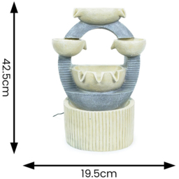 ValueLights Cascading Bowls Fountain Solar Powered LED Water Feature - Size: 42 x 19.5 x 29cm - Cream - Wilko - thumbnail 7