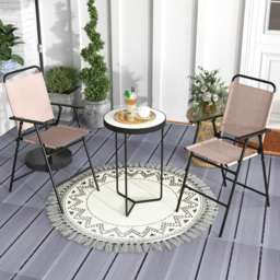 Costway Set of 2 Beige Folding Outdoor Chair - Size: 114.3 x 66 x 17.78cm - Cream - Wilko