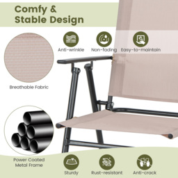 Costway Set of 2 Beige Folding Outdoor Chair - Size: 114.3 x 66 x 17.78cm - Cream - Wilko - thumbnail 6