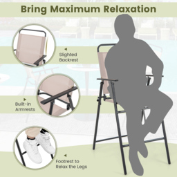 Costway Set of 2 Beige Folding Outdoor Chair - Size: 114.3 x 66 x 17.78cm - Cream - Wilko - thumbnail 7