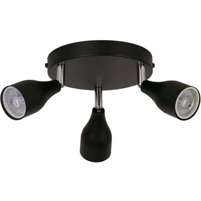 Lighting Collection Colby 3 Light Black Spotlight - Size: 17.5 x 9 x 17.5cm - Black and Chrome - Wilko - image 1