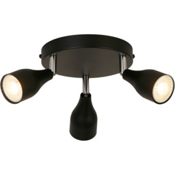 Lighting Collection Colby 3 Light Black Spotlight - Size: 17.5 x 9 x 17.5cm - Black and Chrome - Wilko - thumbnail 4