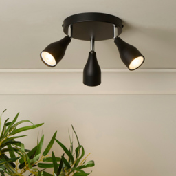Lighting Collection Colby 3 Light Black Spotlight - Size: 17.5 x 9 x 17.5cm - Black and Chrome - Wilko - thumbnail 3