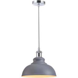 Innoteck Retro Industrial Grey and White Dome Pendant Lamp Shade - Size: 16 x 29 x 29cm - Green - Wilko - thumbnail 1