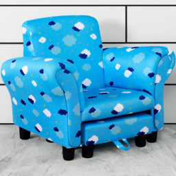 Portland Kids Single Seat Cloud and Star Design Blue Sofa with Footrest - Size: 57 x 42 x 45cm - Wilko - thumbnail 1