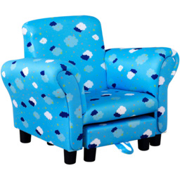 Portland Kids Single Seat Cloud and Star Design Blue Sofa with Footrest - Size: 57 x 42 x 45cm - Wilko - thumbnail 3