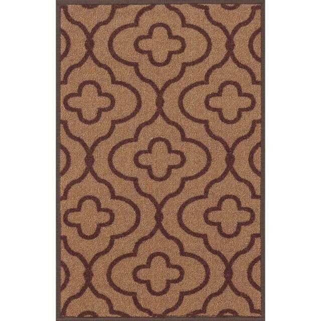 Desire Rugs Havana Beige Quatrefoil Anti Slip Door Mat 80 x 50cm - Size: 50 x 80cm - Gold - Wilko - image 1