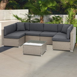 Home Detail Cantina 6 Seater Light Grey Sofa Set with Cover - Wilko